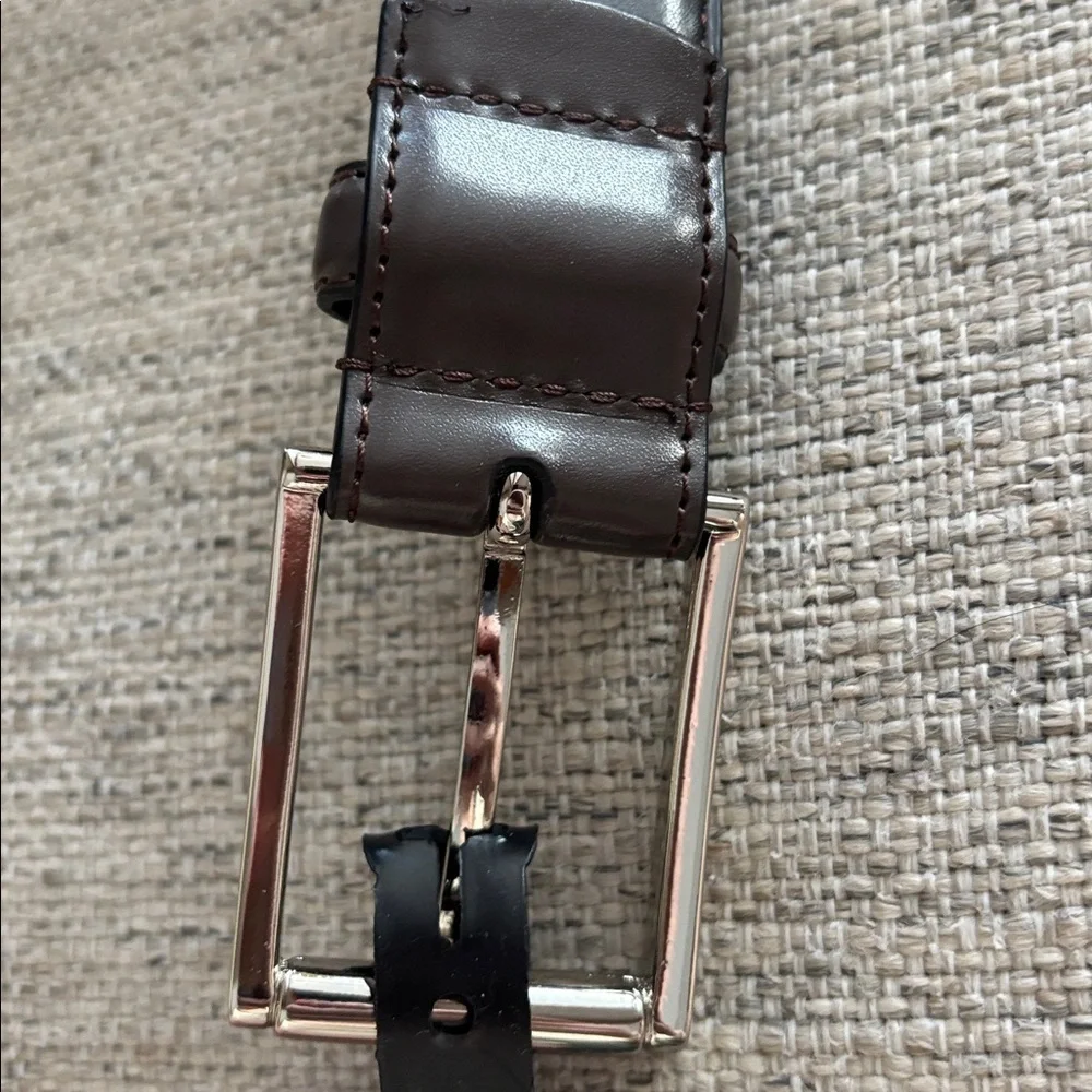 Michael Kors brown leather 31mm RECT dress pants belt size 34 NWT